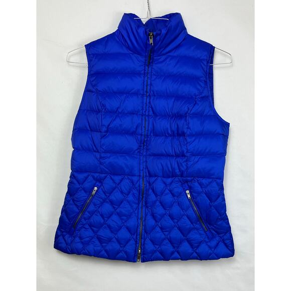 Talbots Women's Size Small Blue Down Filled Quilted Puffer Zip Front Vest - Picture 1 of 7